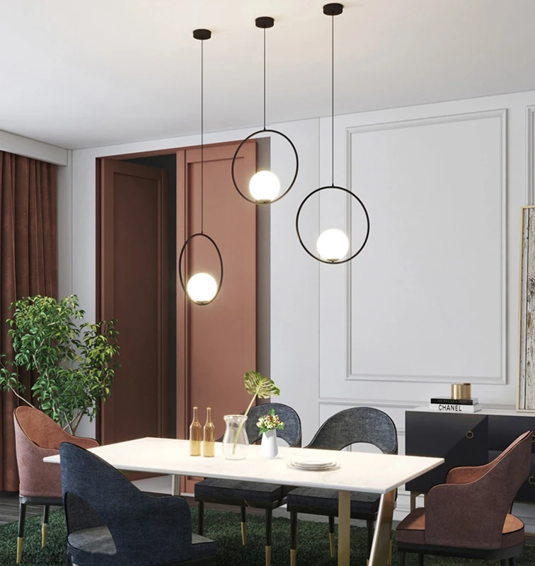 Современная Подвесная лампа из латуни/черной/хромированной глины для кабинета