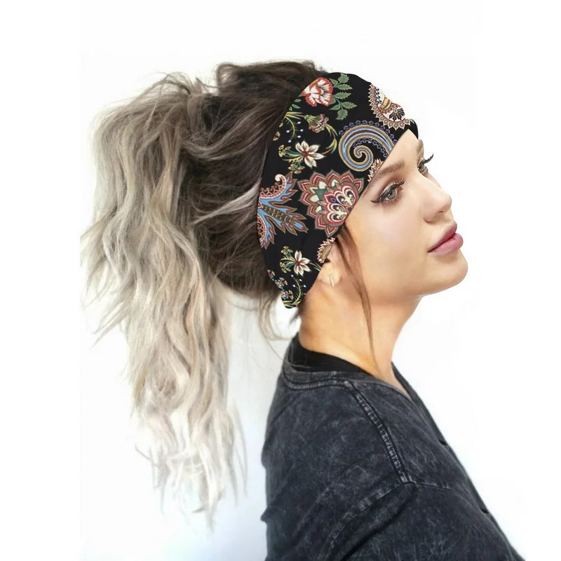 2020 Hot Sale Bohemia Headpiece Women Stretch Headwear Headbands Bandage Stretch Girl Wide Hair Bands Headwrap Scarf Hairbands