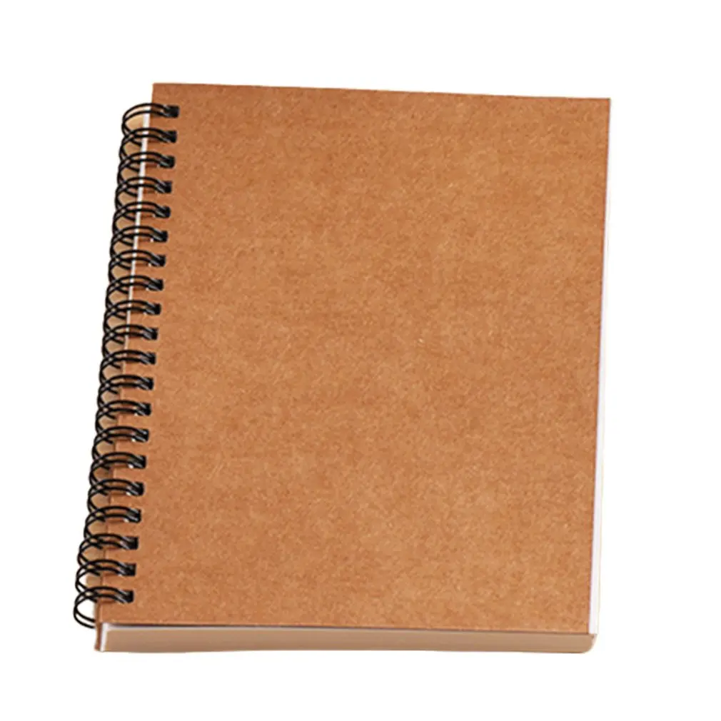 

Creative Stationery Retro Plain Color Simple Cowhide Coil Sketch Book Graffiti Blank Notebook White Inside Page