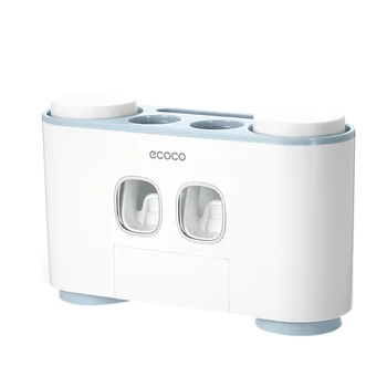 

Practical Automatic Toothpaste Dispenser Toothbrush Holder Set Toothbrush & Toothpaste Storage Rack with 4 Cups Home Bathroom