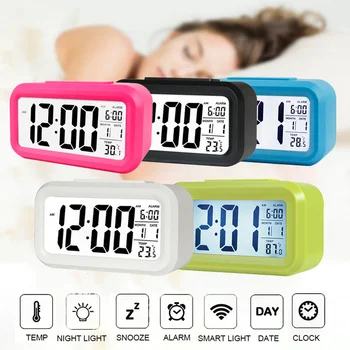 

Large Display With Calendar For Home Office Travel Table Clock Snooze Electronic Kids Clock LED Desktop Digital Clocks