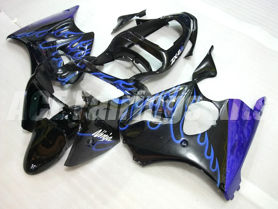 

New ABS Full fairing Fit for Kawasaki ZX6R 2000 2001 2002 motorcycle fairings ZX-6R 00 01 02 Ninja 636 bodywork set blue flame