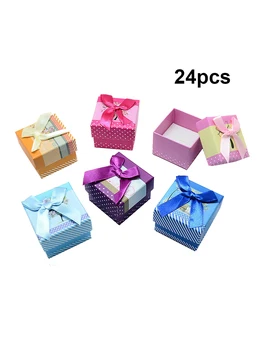 

24PCS Paper Cardboard Jewelry Box Ring Gift Storage Case Polka Dot Box Square Boxes 2019 new style