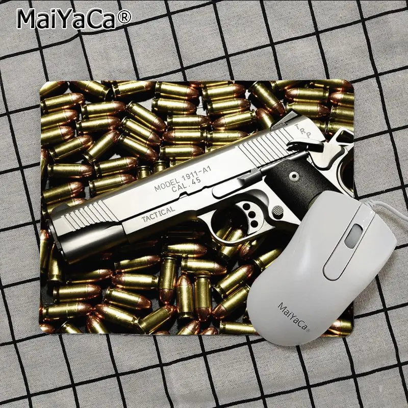 Maiya High Quality Pistol revolver Gun Bullet Army Keyboard Gaming MousePads Smooth Writing Pad Desktops Mate gaming mouse pad - Цвет: No Lock Edge25x29cm