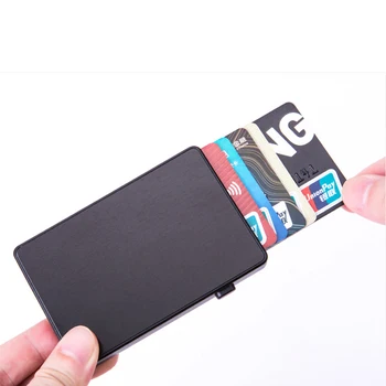 BISI GORO Anti-theft Aluminum Single Box Smart Wallet Slim RFID Fashion Clutch Pop-up Push Button Card Holder New Name Card Case 5
