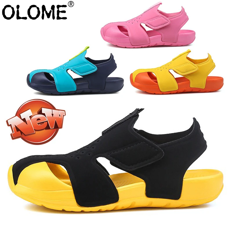 

Sandals for Boys Kids Girl Summer Shoes Hook and Loop Children Sandal Fashion Boys Beach Shoes OLOME Closed-toe Toddler Sandal