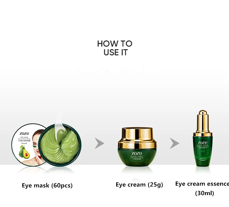 Marca de Maquiagem de Abacate Creme para os Olhos a Elasticidade da Pele Máscara de Essência para o Cuidado da Pele Nova Care - Set Cosméticos Creme Hidratante Eye Kit3 Pçs 15 Hidratante Creme Para Os Olhos, a Elasticidade
