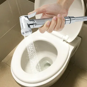 

Copper Handheld Bidet Toilet Water Spray Head Douche Kit Hand Sprayer Set Spray Head Bracket Hose Angle Valve Adapter