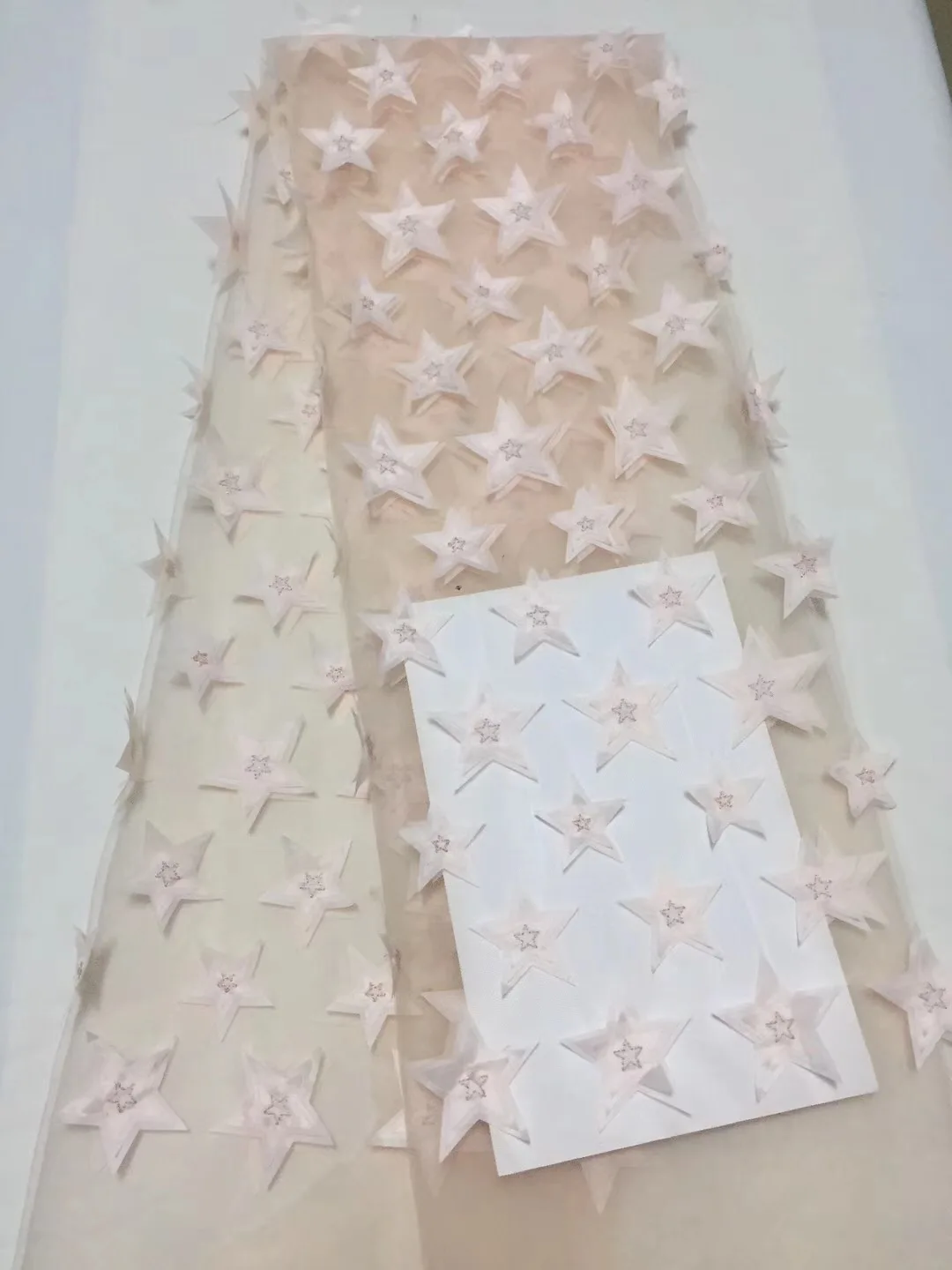 As Picture Off white африканская кружевная ткань новейший 3d Звездный класс узор нигерийский Тюль кружевная ткань для вечернего платья 5 ярдов CD21271 - Цвет: As Picture