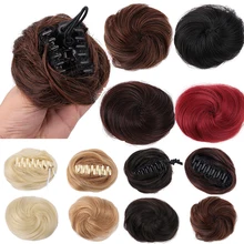 Bybrbana Brasile 100% Dei Capelli Umani Non-Remy Shair Disordinato Clip Chignon Ciambella Gary Colore Marrone Corda Elastica Dei Capelli di Gomma fascia Dei Capelli