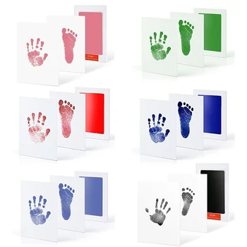 

Baby Inkless Safe Clean-Touch Handprint and Footprint Ink Pads 100% Non-Toxic & Mess Footprint Ink Pad For Memory 4 Colors