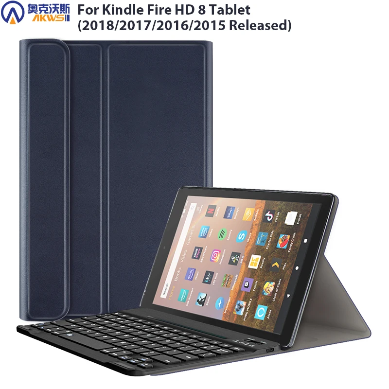 

Keyboard Case for Amazon Kindle fire HD 8 8th generation 2018 Soft Back Cover funda for fire 8 2017 Wireless Bluetooth Keyboard