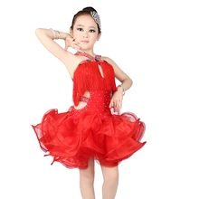 Современное бальное платье для латинских танцев для девочек пышная фатиновая юбка с бахромой сапфировое голубое светло-зеленое розовое красное платье для танцев для девочек