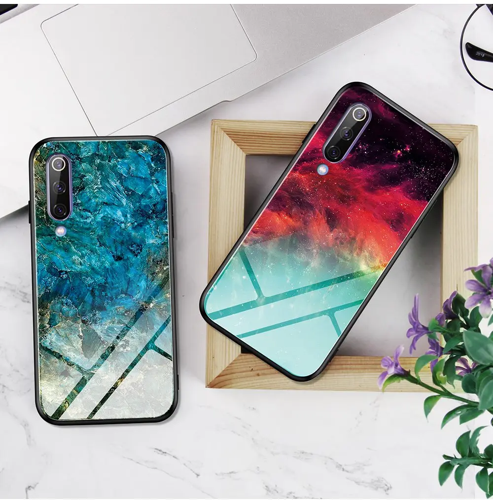 

Gradient Tempered Glass Case For Xiaomi mi 9t mi cc9 E CC9E For xiomi mi9 mi9se mi 9 t se t9 case Glass marble Protective Cover