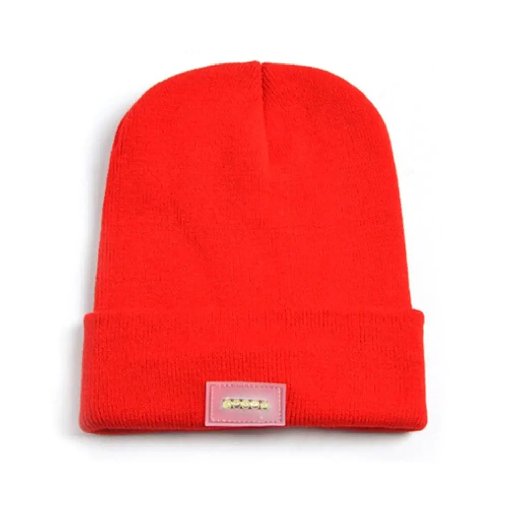 Светодиодный светильник, светящаяся вязаная акриловая шляпа Beanie, теплая зимняя пряжа, шапка для кемпинга, ночной крючок, шляпа в стиле хип-хоп, повседневные разноцветные шапки - Цвет: red