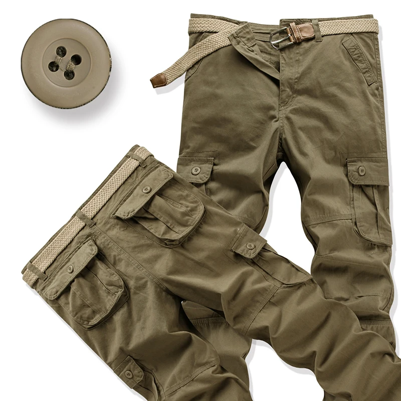 Six pocket yellow Мужские брюки с несколькими карманами, чистый хлопок, комбинезоны, брюки, свободные брюки, мужские камуфляжные военные повседневные мужские брюки большого размера плюс - Цвет: Six pocket yellow