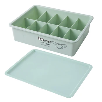 

Clear Large size family clothes bra underwear socks storage bins plastic box drawer with lid solid color printed 10 or 15 cells