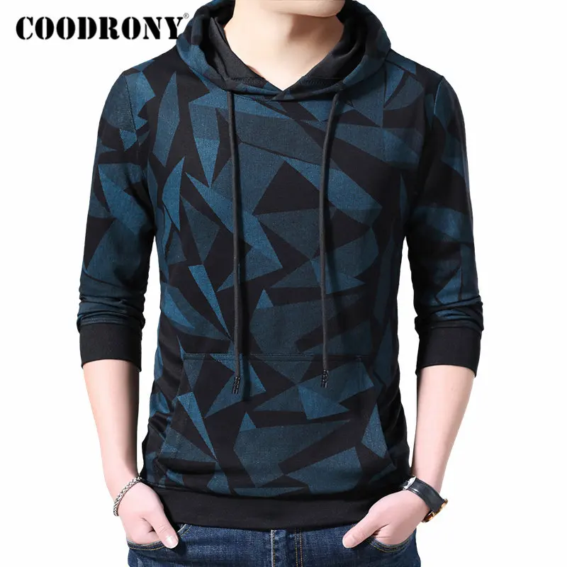 Бренд COODRONY, мужские толстовки с капюшоном, уличная мода, пуловер с рисунком, худи для мужчин, Осень-зима, Повседневная Толстовка с капюшоном, мужские топы 94008