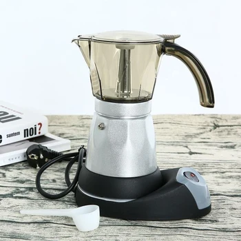 

Electric Coffee Maker Aluminum Coffee Pots Moka Pot Mocha 6cups/300ml EU Plug Metal Strainer High Quality