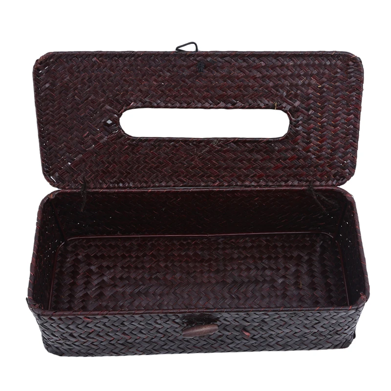 Pastoral Style Straw Tissue Box Napkin Holder Paper Tissue Storage Tissue Holders Car Tissue Boxes Rectangular Shape