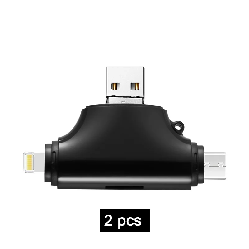INGELON картридер card reader 4 in 1 кардридер USB 3,0 Портативный TF кард-ридер для iphone ipad ipod Lightning кардридер внешний Micro SD Microsd OTG type c адаптер переходник usb карт ридер usb microsd cardreader - Цвет: Y26-rocket-2pcs