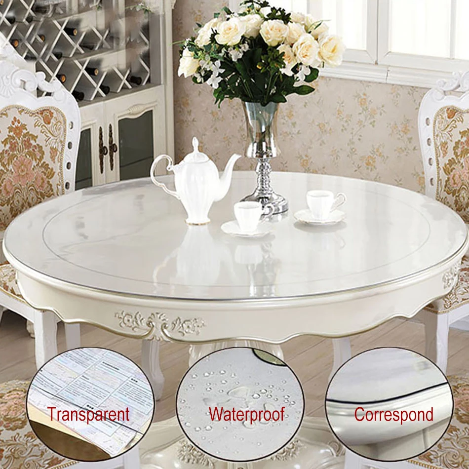 Round Tablecloth Transparent Soft Glass Table Mat Pvc Waterproof