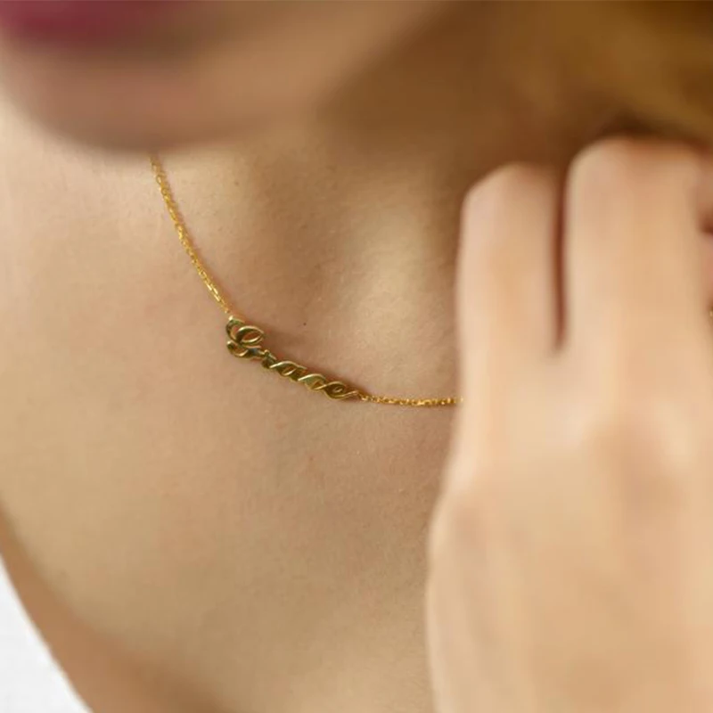 Lateefah, розовое золото, серебро, персонализированное именное ожерелье с подвеской, заказное имя, именное ожерелье, подарок на день рождения ручной работы