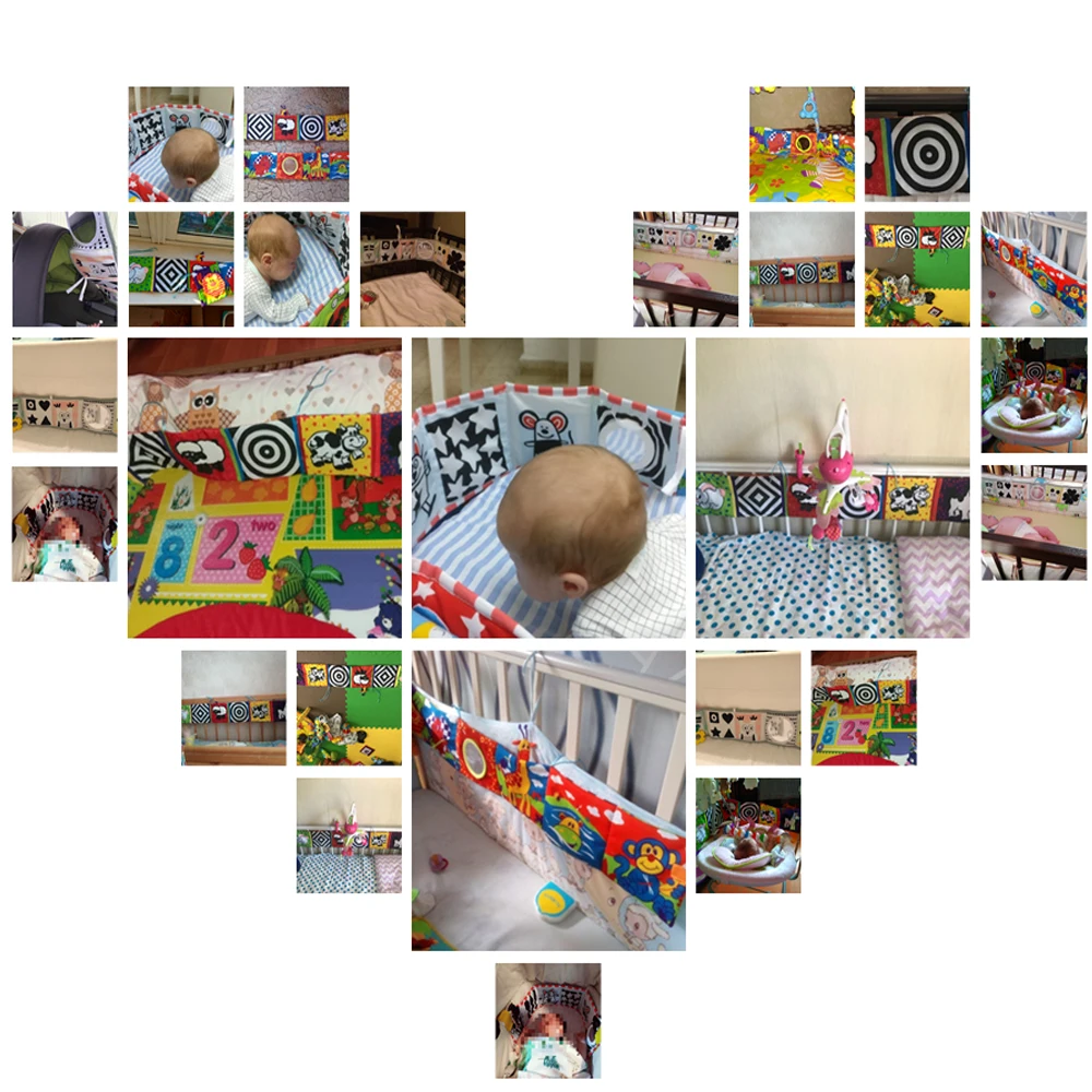 Baby Toys Crib Bumper Newbron Cloth Book Infant Rattles Knowledge Around Multi-Touch Colorful Bed Bumper Baby Toys 0-12 Months
