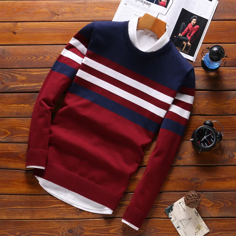 Jersey ajustado informal para hombre, Jersey de punto con cuello redondo, prendas de vestir sólidas, de talla grande 5XL, otoño e invierno, 2020