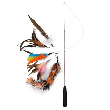 

5 Feather Replacement Head Plus 1 Fishing Rod Cat Toy Cat Stick Set 6 Pieces Of Pet Supplies