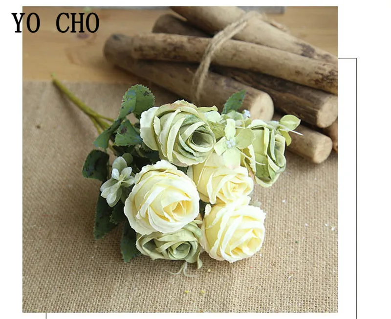 fake silk roses artificial flowers wedding bouquet  (9)