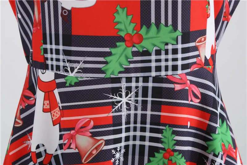 Рождественское платье, женское винтажное платье с принтом, вечерние платья Санта Клауса, Повседневное платье с коротким рукавом размера плюс, декор для девочек, подарок