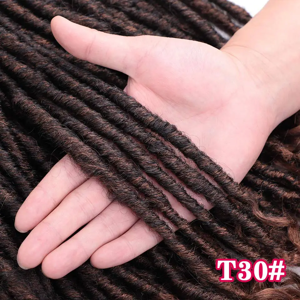 1B/30HL Энергичные искусственные локоны в стиле Crochet косички 16 20 дюймов мягкие натуральные синтетические волосы для наращивания 24 стойки/упаковка Goddess Dread Loc Hair - Цвет: 1B/30HL