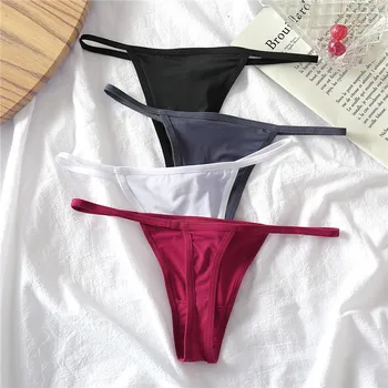 FINETOO M XL Cotton Bikini Panties T back Thong Sexy Low Waist Women Underwear Cotton