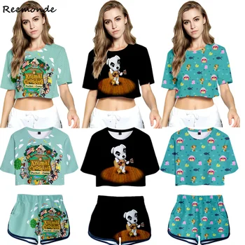 

Animal Crossing Suits Cosplay Costume Shirt Summer Top Shirt Shorts Set Girls Women Short Sleeve Sport Shorts Running Clothing