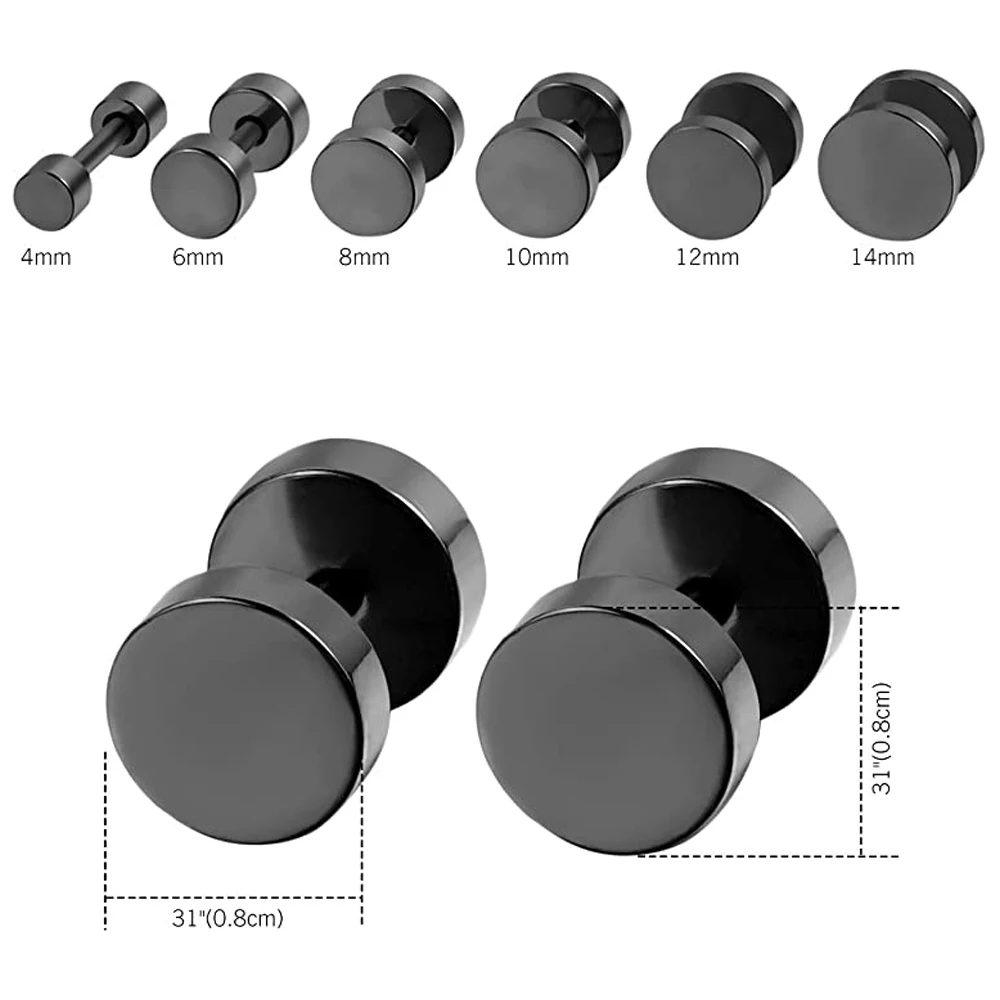 Stud earrings 2 Piece Punk Stainless Steel Screw Dumbbell Gothic Stud Earrings Women Men Street pop Hip Hop Rock Hypoallergenic
