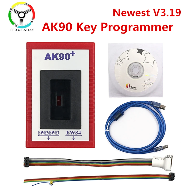 AK90 ДЛЯ BMW V3.19 + OBD2 Программатор автомобильных ключей для EWS с 1995-2009 программатор