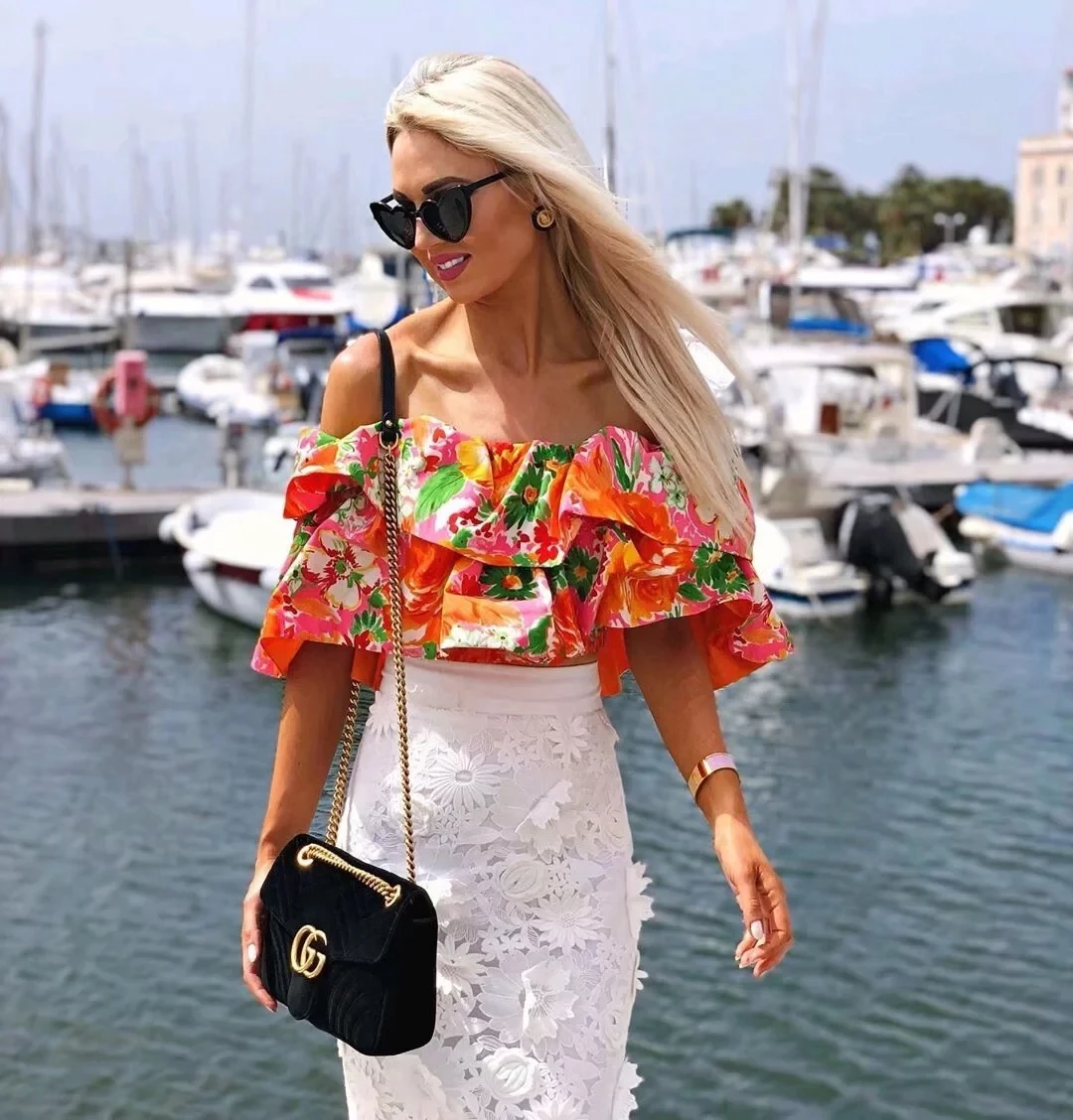 Женская Высокая Уличная Сексуальная Цветочная печать blusas mujer de moda Спагетти ремень рубашка блузка женские s шикарные топы