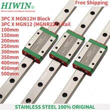 3 шт. оригинальные HIWIN из нержавеющей стали линейные направляющие MGN12 350 мм/400 мм/500 мм+ 3 шт. каретки MGN12H блоки с ЧПУ