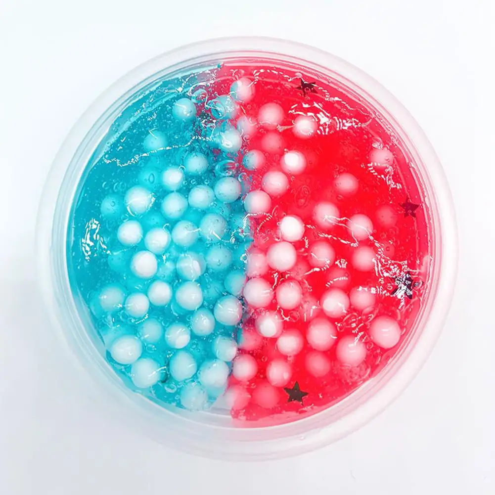 Red blue Kuulee пена прозрачный пушистый слизи DIY Кристалл не липкий снятия стресса игрушки волшебная грязь DIY - Цвет: Red blue