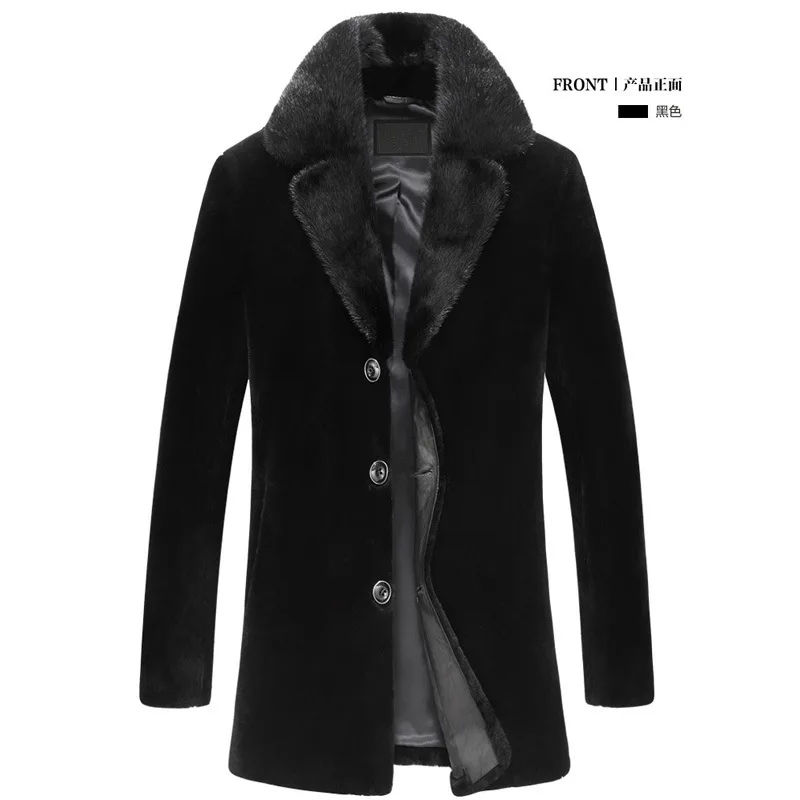 

2020 Winter Jacket Men Sheep Shearling Coat Real Mink Fur Collar Warm Wool Jackets Veste Homme 6556 YY805