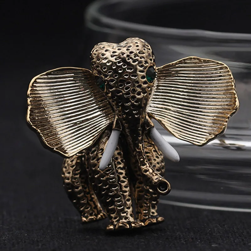 

Donia jewelry Antique Vintage Elephant Animal Brooch Men's Accessories Fashion Rhinestone Crystal Turban Needle and Broch