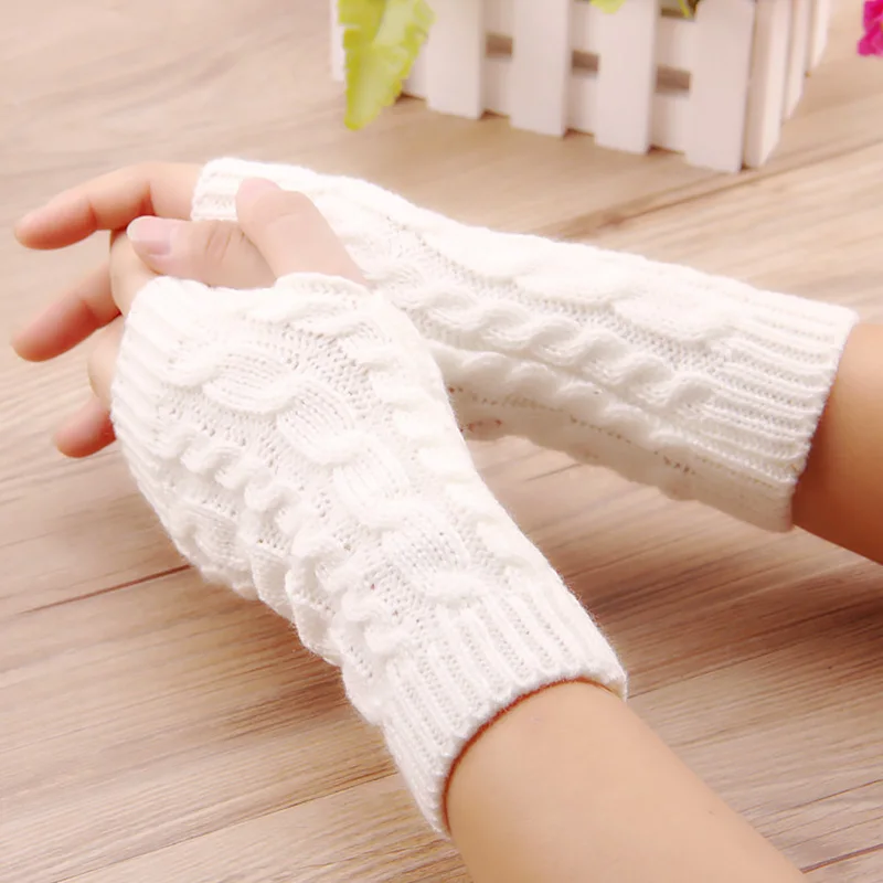 Half Finger Gloves for Women Stylish Hand Warmer Winter Gloves Women Arm Crochet Knitting Faux Wool Mitten Warm Fingerless Glove mens sheepskin mittens