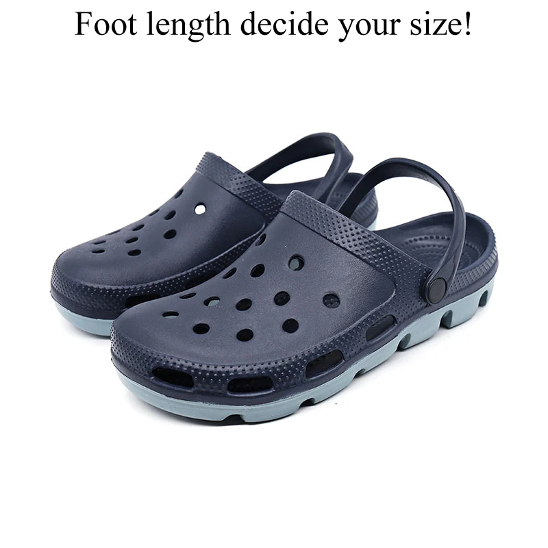 Мужские сабо Crocks садовая обувь Cholas Croks пляжные сандалии Летняя обувь г. Сандалии Уличная Повседневная обувь без шнуровки размера плюс 49 - Цвет: Navy