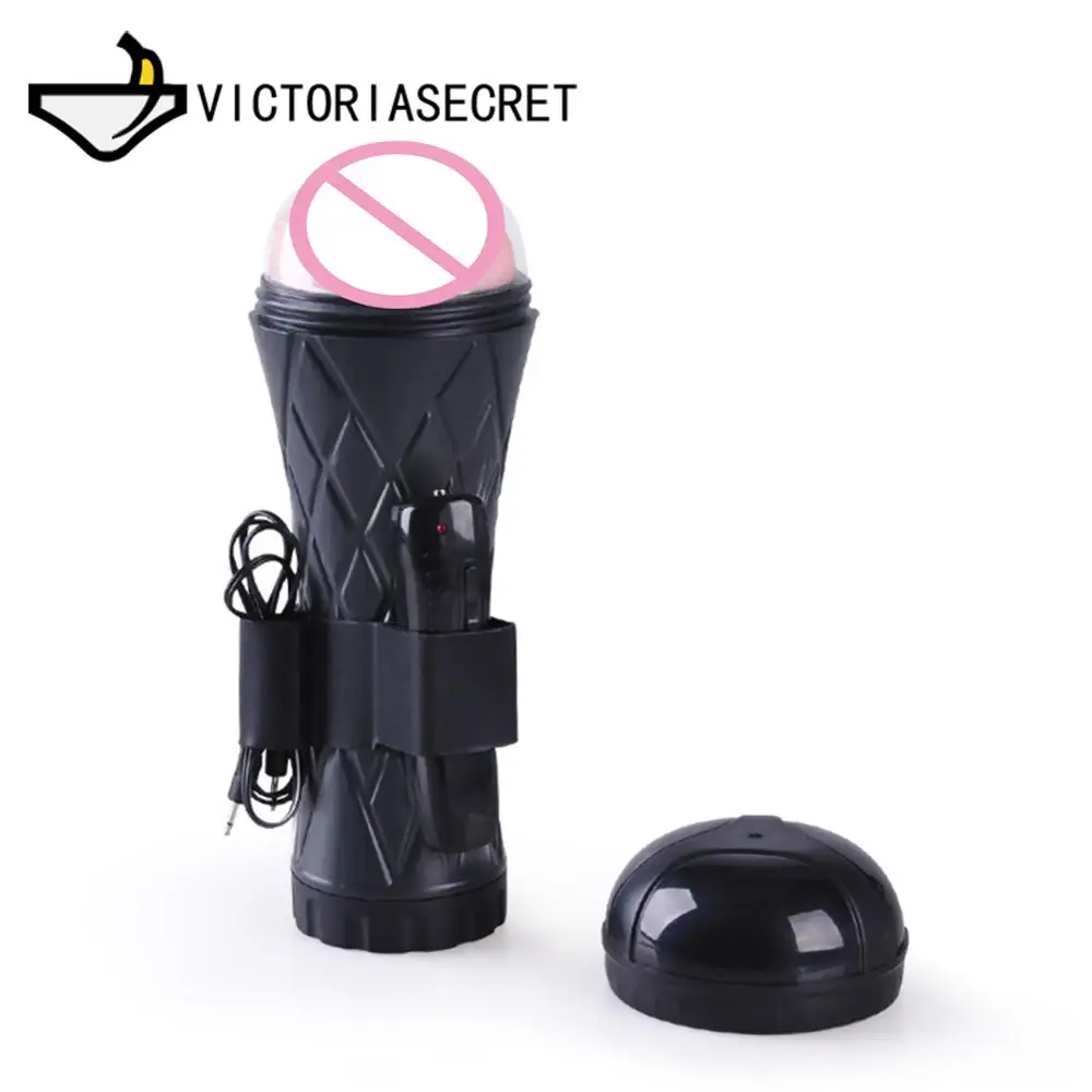 Male masturbation Vibrating Masturbator Realistic Vagina Pussy Artificial Vagina Sucking Tighten Masturbation Cup Sex Toys Men