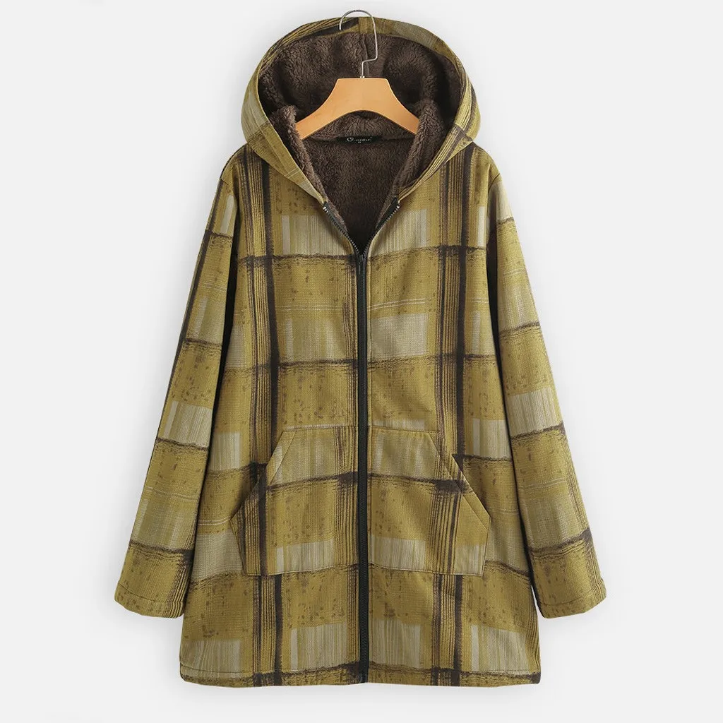 Ropa mujer, женский плащ, casaco feminino sobretudo feminino, Повседневный, в клетку, с длинным рукавом, KLV, с карманами, на молнии,, M-5XL, Z4