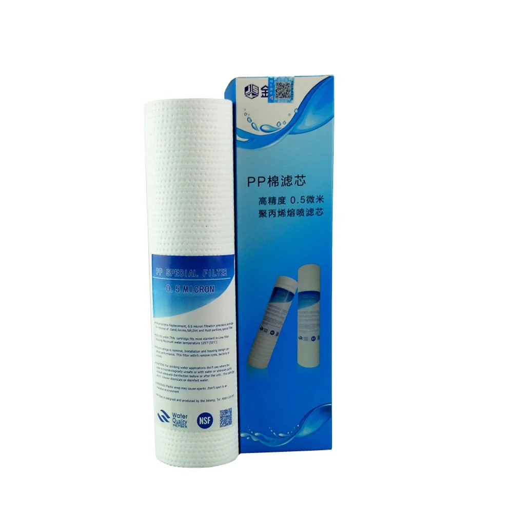 2pcs 10 Inch PP Cotton Acupuncture 0.5 Micron Sediment Filter Water Purifier Common Front Filter Cartridge Aquarium water filter