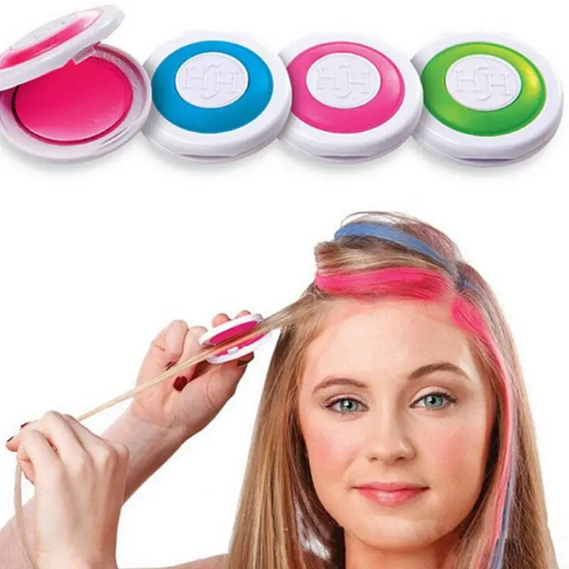 Bright Temporary Hair Dye Powder Cake Washable DIY Coloring Cream Chalk Set for Adult Kids Festival Party Accessories 4 Colors hair dye cream hair color dye