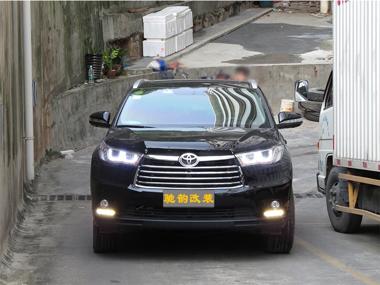 Автомобильный стильный головной фонарь для фары Toyota Highlander светодиодный фонарь двойной U светодиодный drl H7 hid Биксеноновые линзы ближнего света