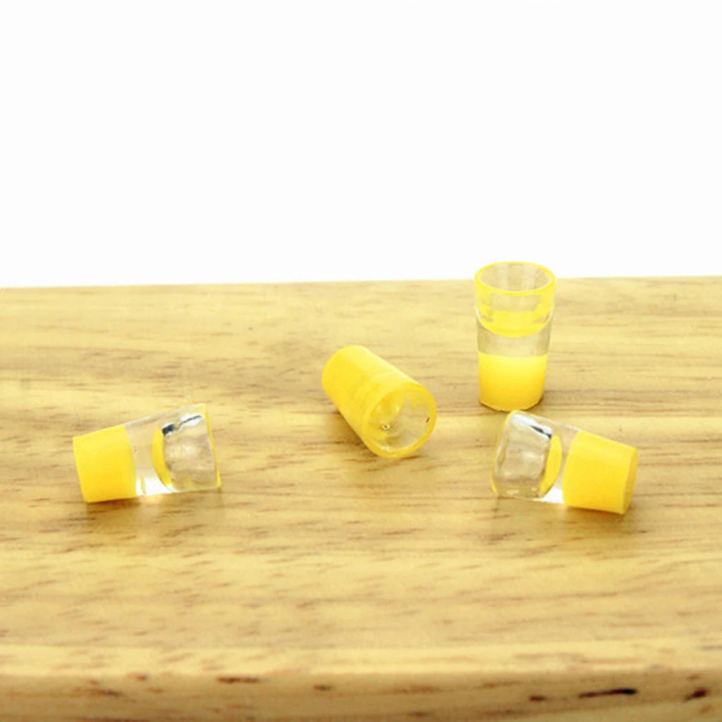 1/12th Dollhouse Miniature 4pcs Cups of Orange Juice Dining Table Decoration